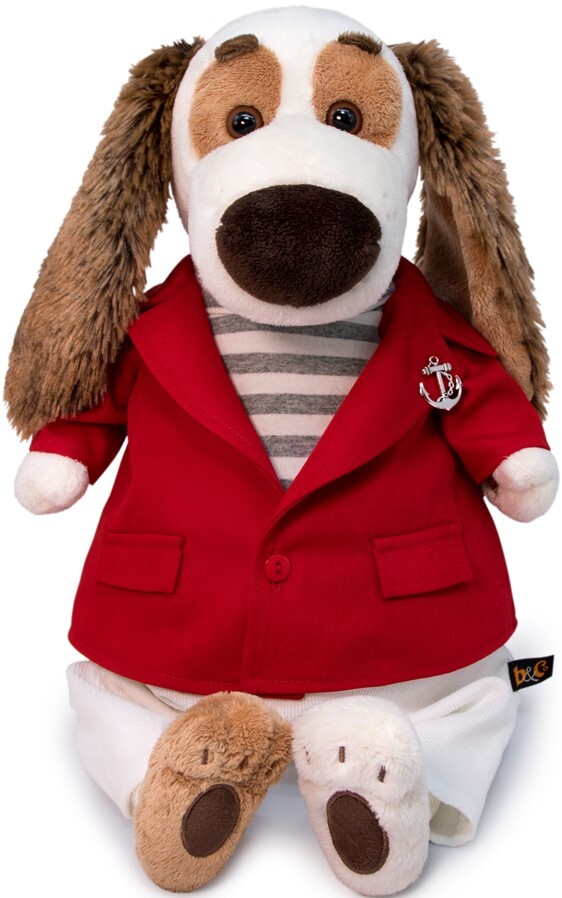 Мягкая игрушка собака Budi Basa Бартоломей в красном пиджаке, 33 см