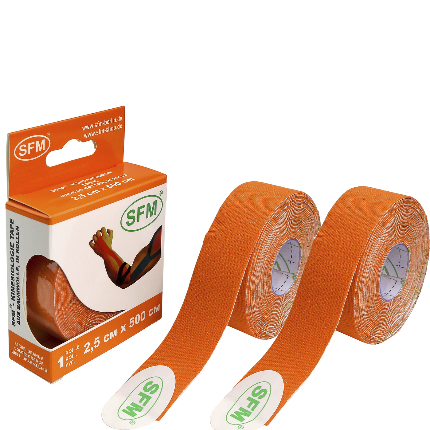 Orange sfm. Кинезио тейп SFM Plaster 5*500 оранжевый. SFM тейпы. Тейпы 2.5 см.