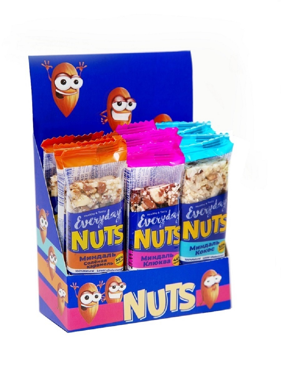 Ореховый батончик Everyday NUTS "Набор Ассорти" 40 гр., шоубокс 9 шт