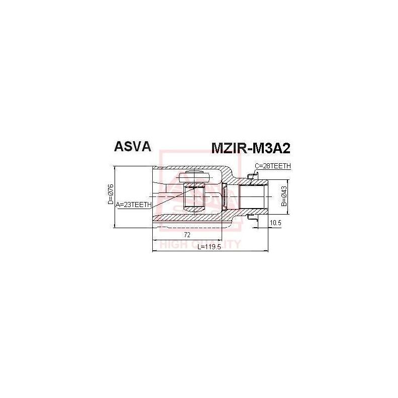 Шрус Внутренний Правый 23X43x28 ASVA арт. MZIRM3A2