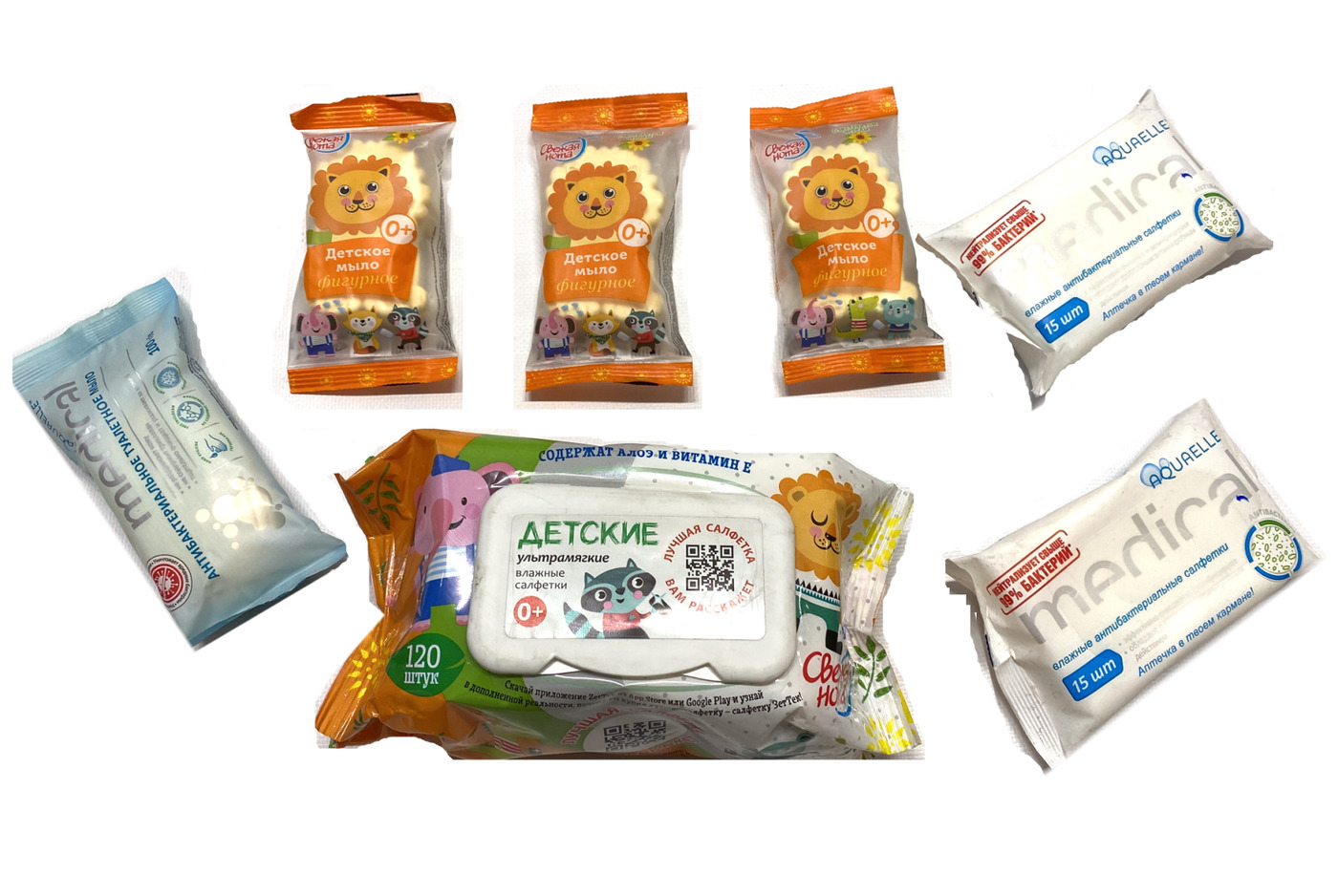 Набор СВЕЖАЯ НОТА Ультрамягкие влажные салфетки (120 шт.) AQUAELLE ...