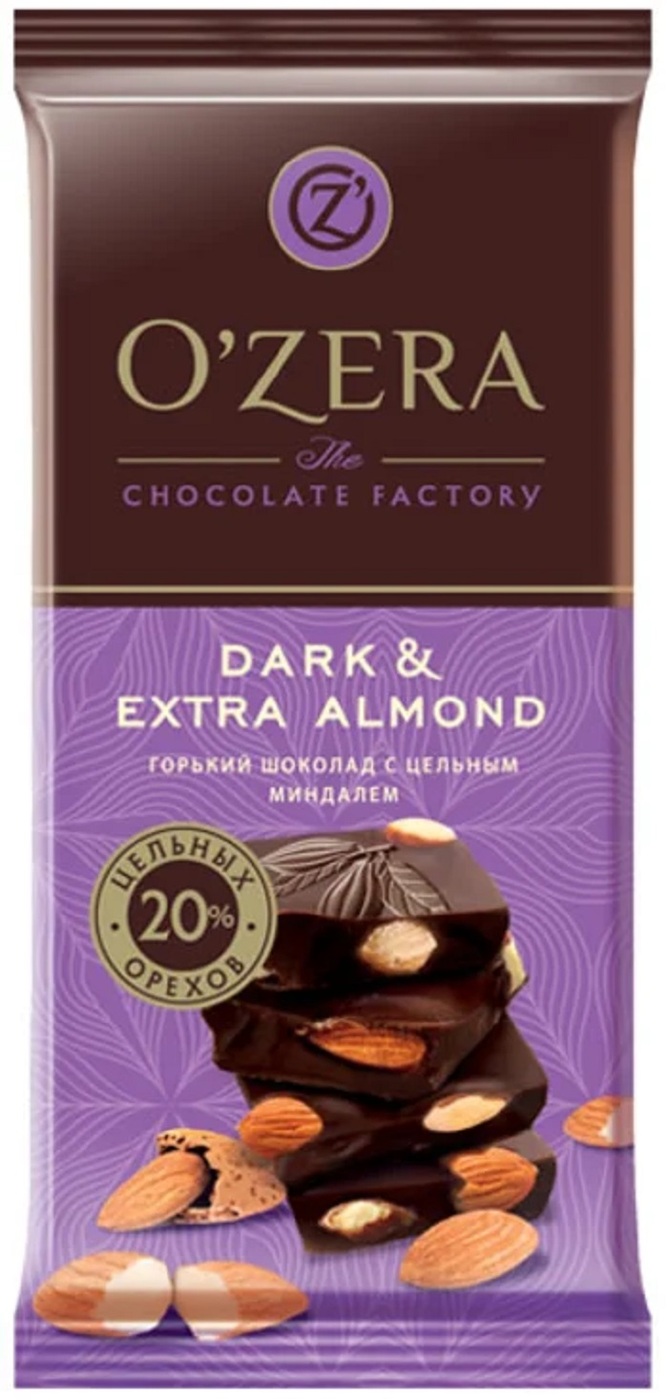 «Ozera», шоколад Горький с цельным миндалем Dark & Extra Almond, 90 г