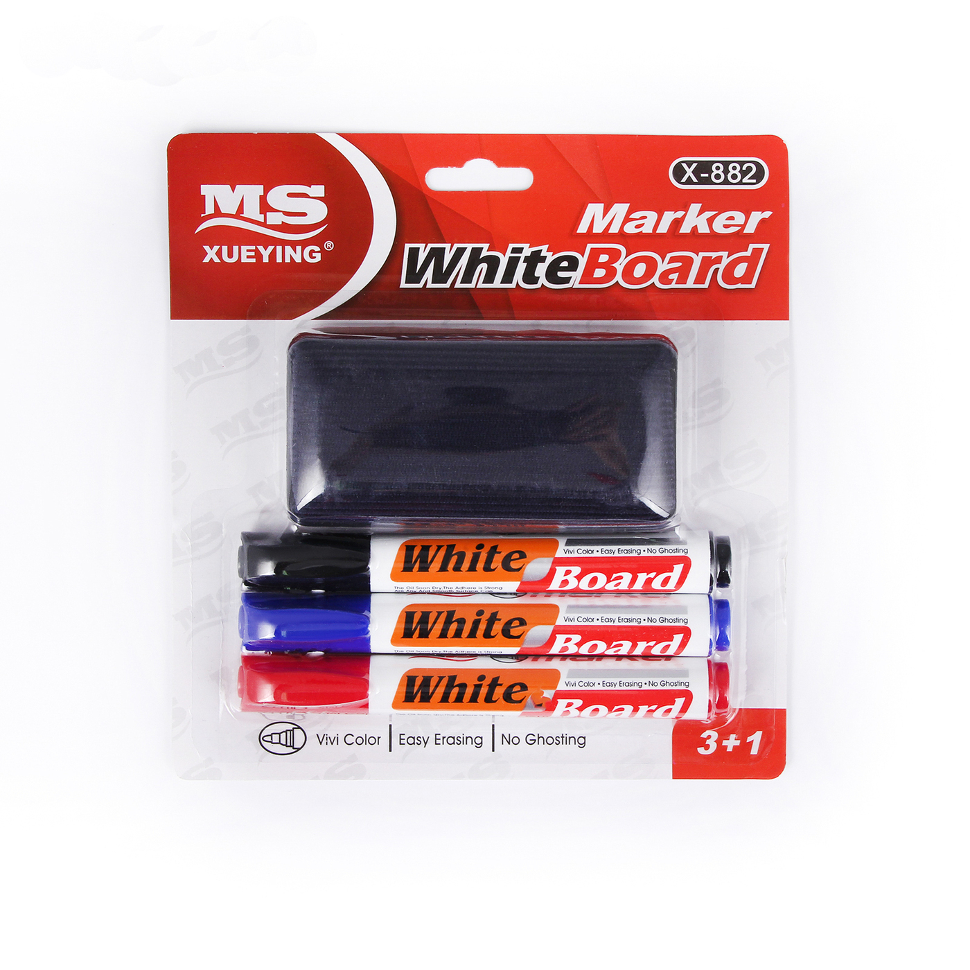 Маркеры для доски на водной основе с губкой (красный, синий, черный ...