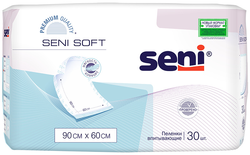 Пеленки Seni Soft медицинские впитывающие одноразовые 90 x 60 cм, 30 шт.