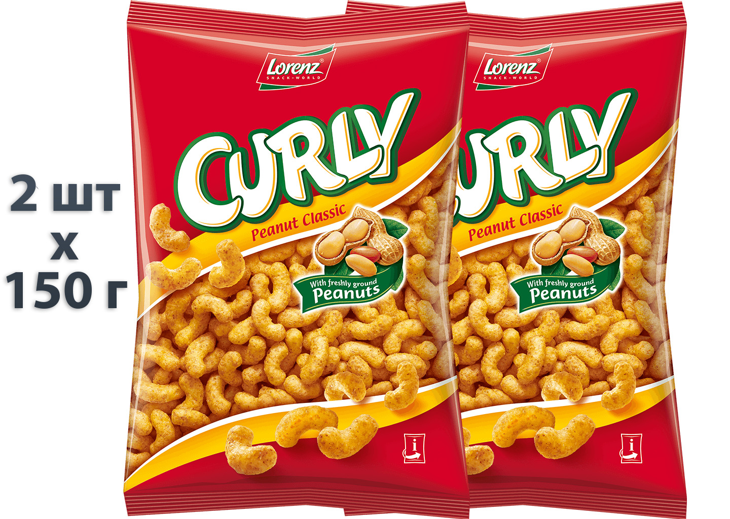 Снэк Curly хрустящие, кукурузные с арахисом Lorenz - 2 шт. купить на ...