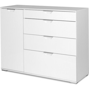 Комод Вентал Лайн-3 (фасады МДФ) белый/белый глянец, 120x39x95 см, 4 ящ ...
