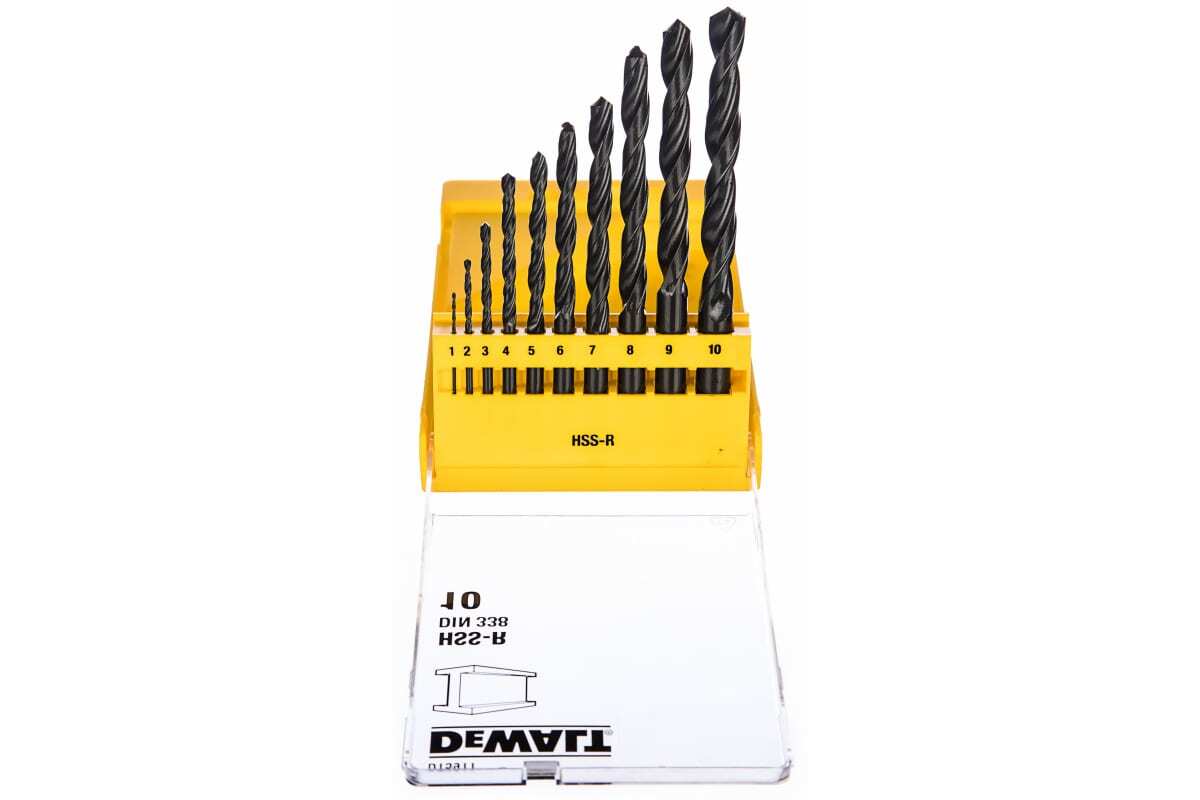 Сверла девольт по металлу. Набор сверл по металлу 10 шт. (1-10 мм) hss-r dewalt dt5911. набор сверл 2607019446 bosch hss-r. набор сверл по металлу dewalt dt70728 black &amp; gold.
