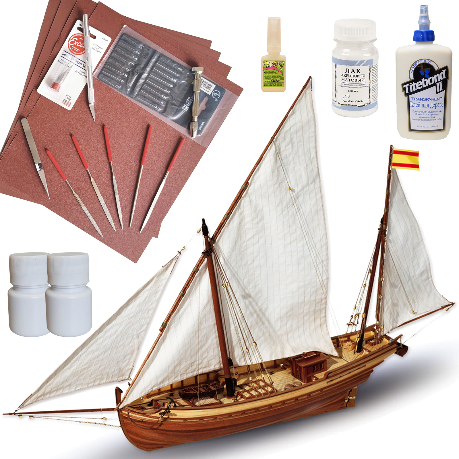 Фелюга San Juan (Сан Хуан), 685х489х123 мм, М.1:70, подарочный набор,  сборная модель парусного корабля из дерева плюс инструменты, краски, лак и  клеи, OcCre (Испания) - купить с доставкой по выгодным ценам в