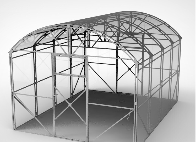 Теплица павильон 3x4 h2,43 оцинкованная, краб (шаг 1м) КАРКАС