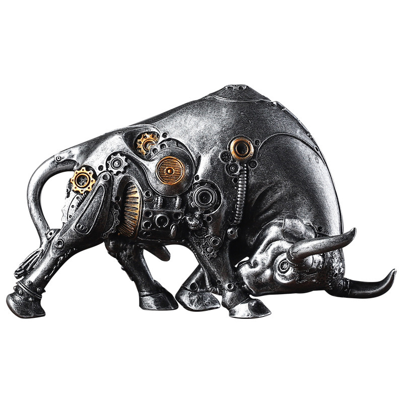 Styling bull. Механическая статуэтка. механические скульптуры. скульптура коровы. статуэтка red bull.