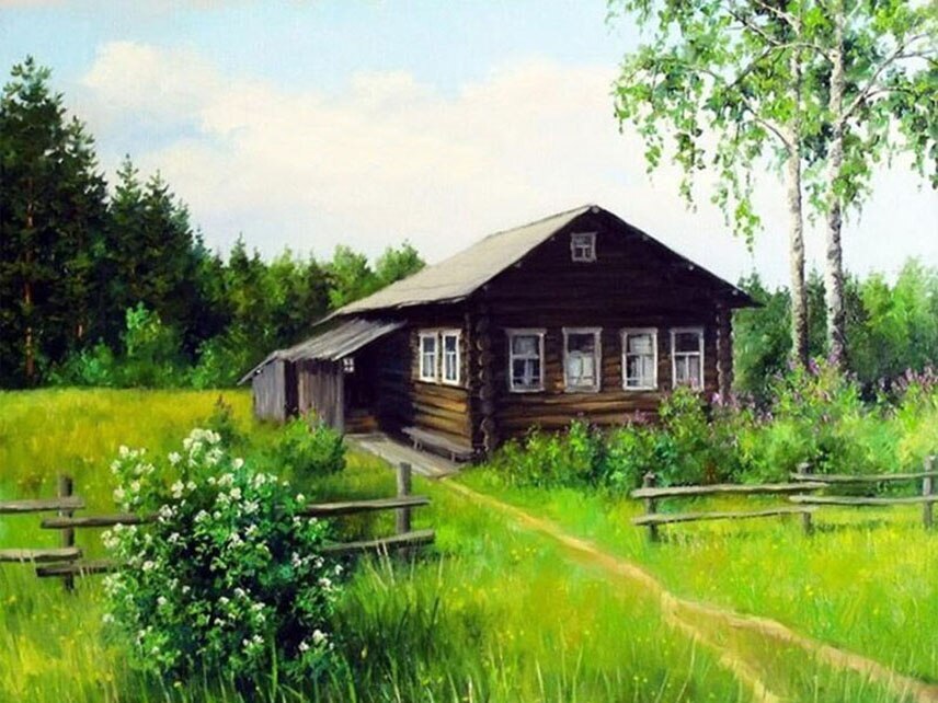Дом и дерево картина