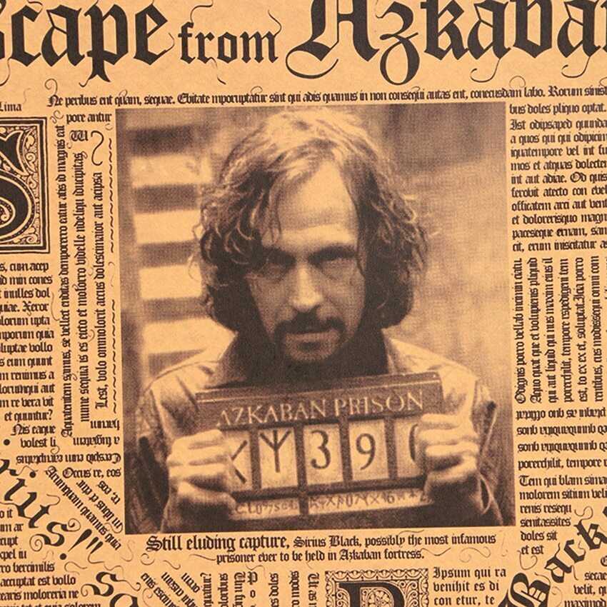 Постер Daily Prophet Побег из Азкабана. Сириус Блэк (Sirius Black). Качественная бумага. Декор дома, офиса, комнаты B3 (30x42 см)  В подарочном тубусе