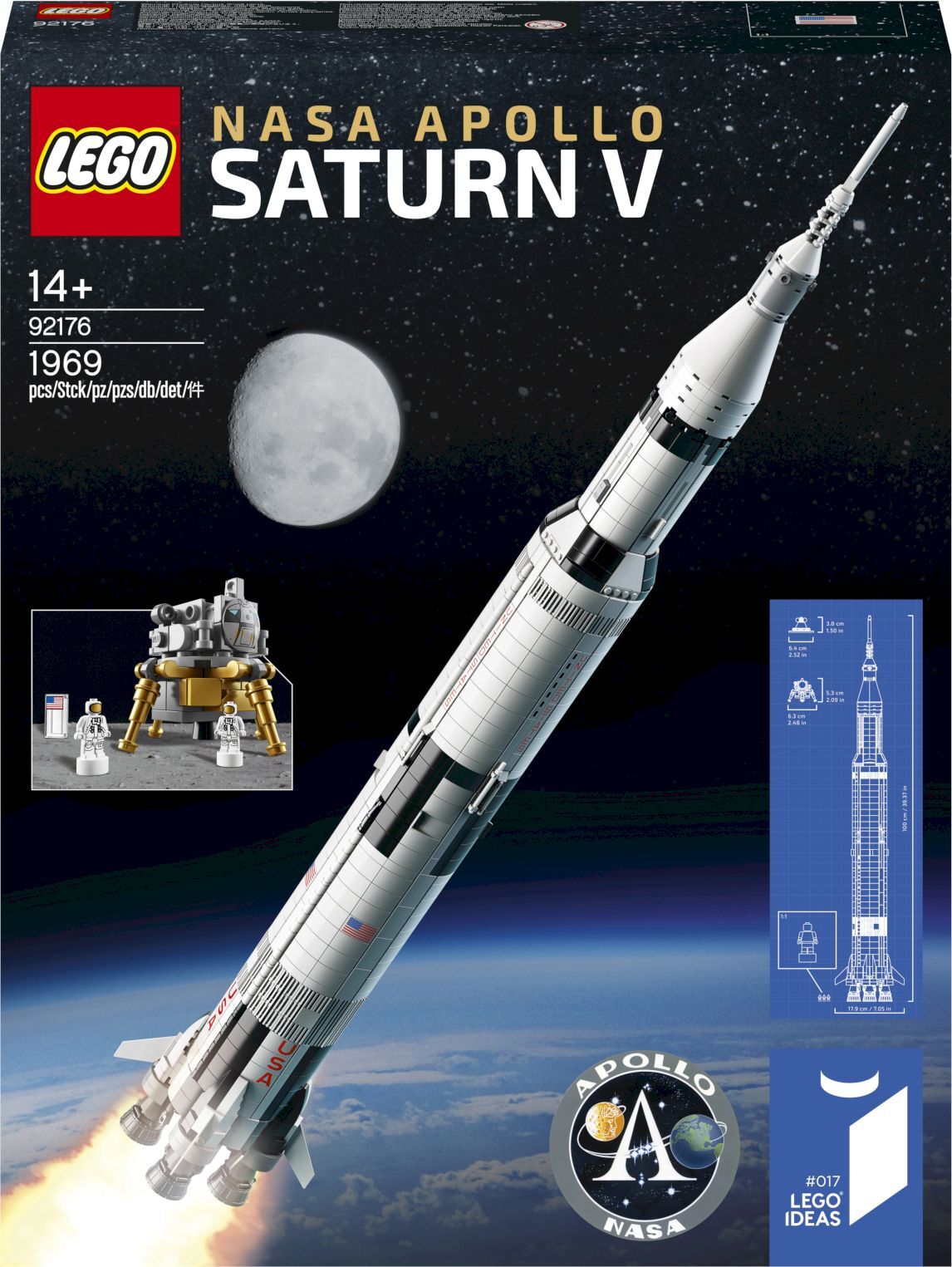 Конструктор LEGO Ideas Ракетно-космическая система НАСА «Сатурн-5-Аполлон»,  1969 деталей, 14+, 92176