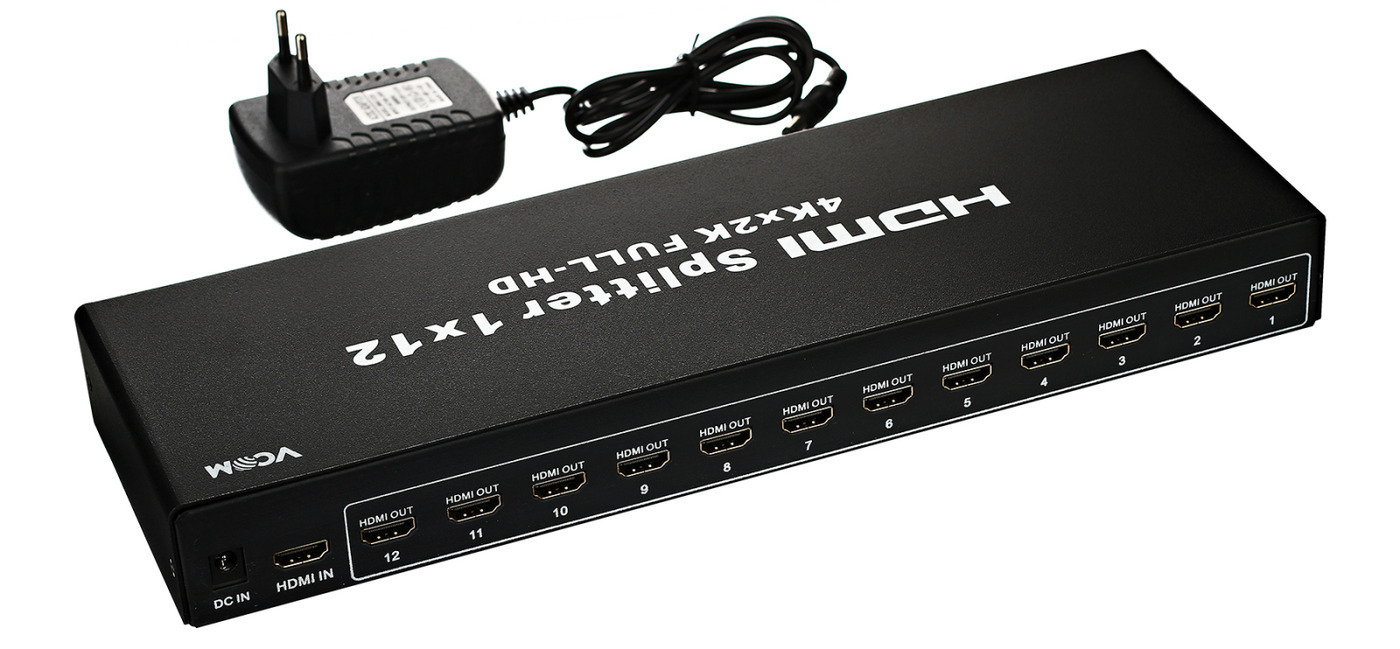 Разветвитель HDMI 1.4 Сплиттер Splitter на 12 портов VCOM каскадируемый с питанием (DD4112)