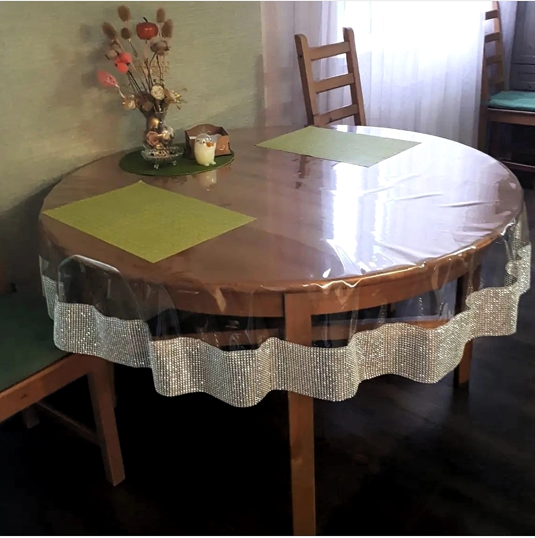 прозрачная скатерть на круглый стол 100 см