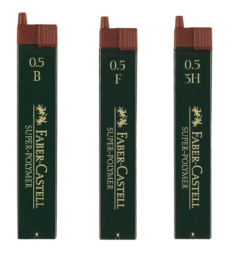 Грифели Faber-Castell Super-Polymer 0,5 мм, твердость B + F + 3H, 3 тубы по 12 шт.