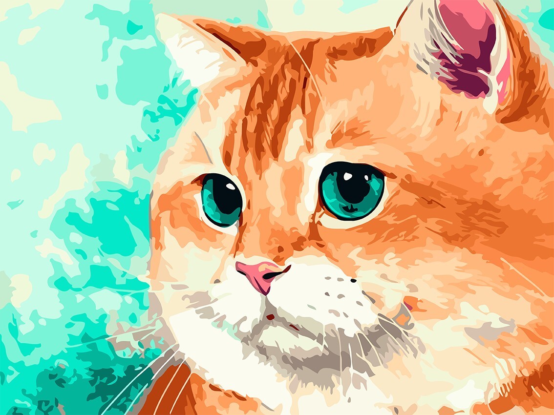 Рыжий кот нарисованный