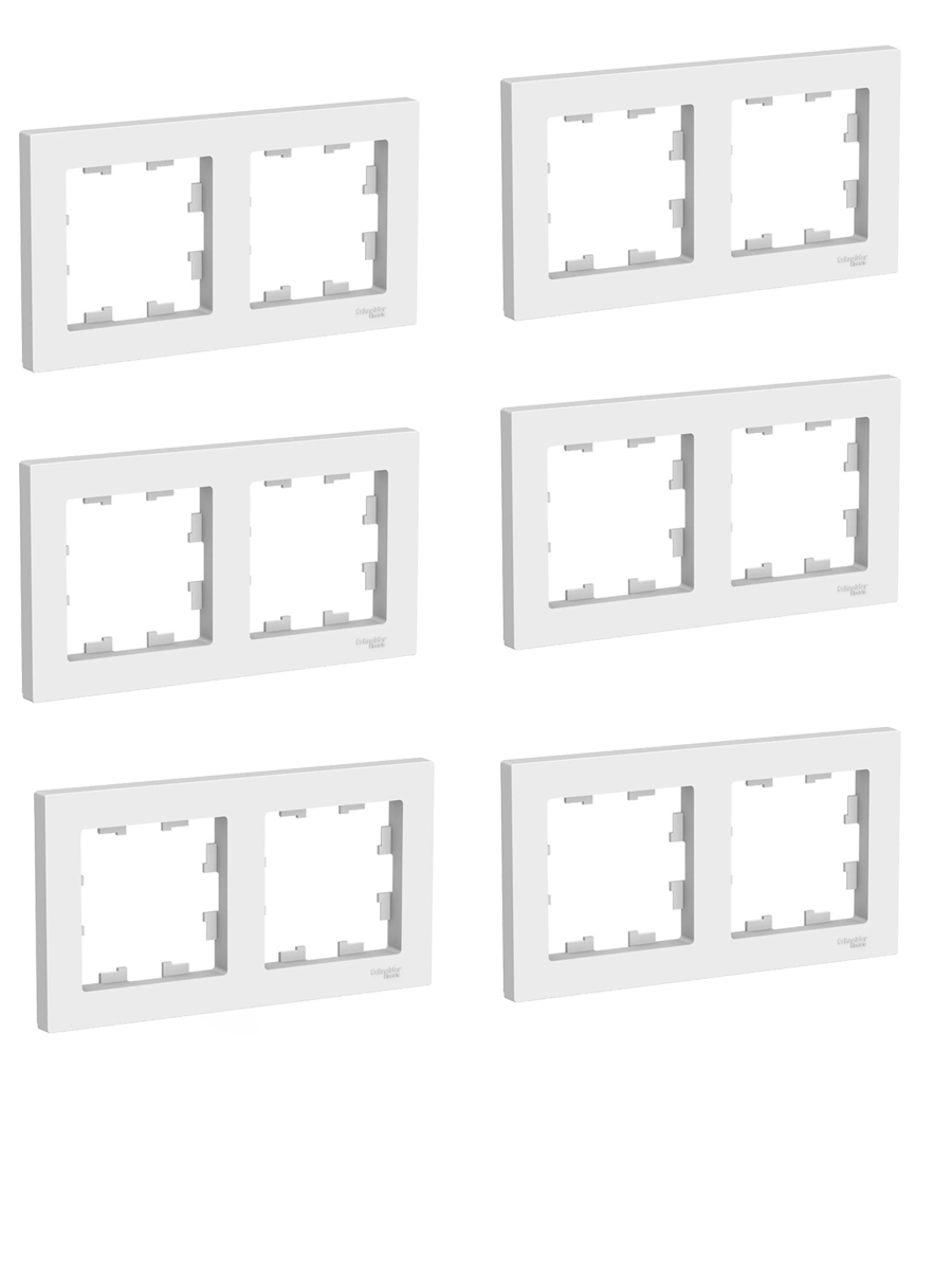 Рамка2-постоваясантибактериальнымпокрытиемSchneiderElectricATLASDESIGN,IP20,белая.(407332-6шт)