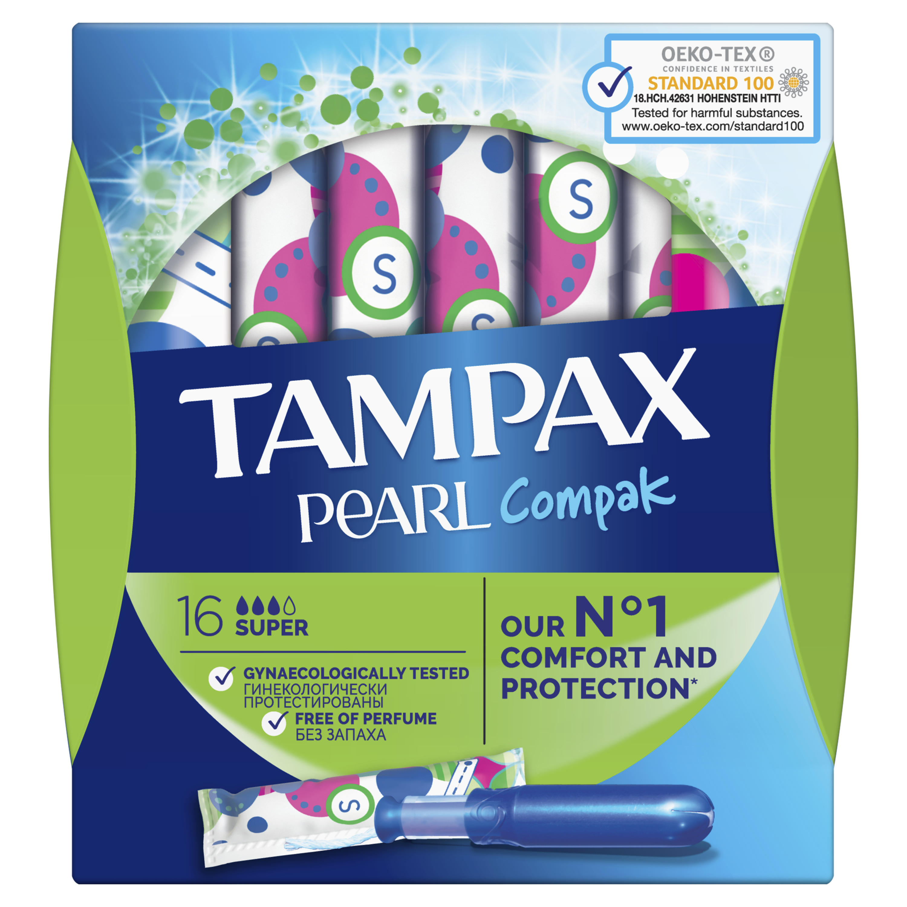 Тампоны с аппликатором TAMPAX Compak Pearl Super Duo, 16шт. - характеристик...