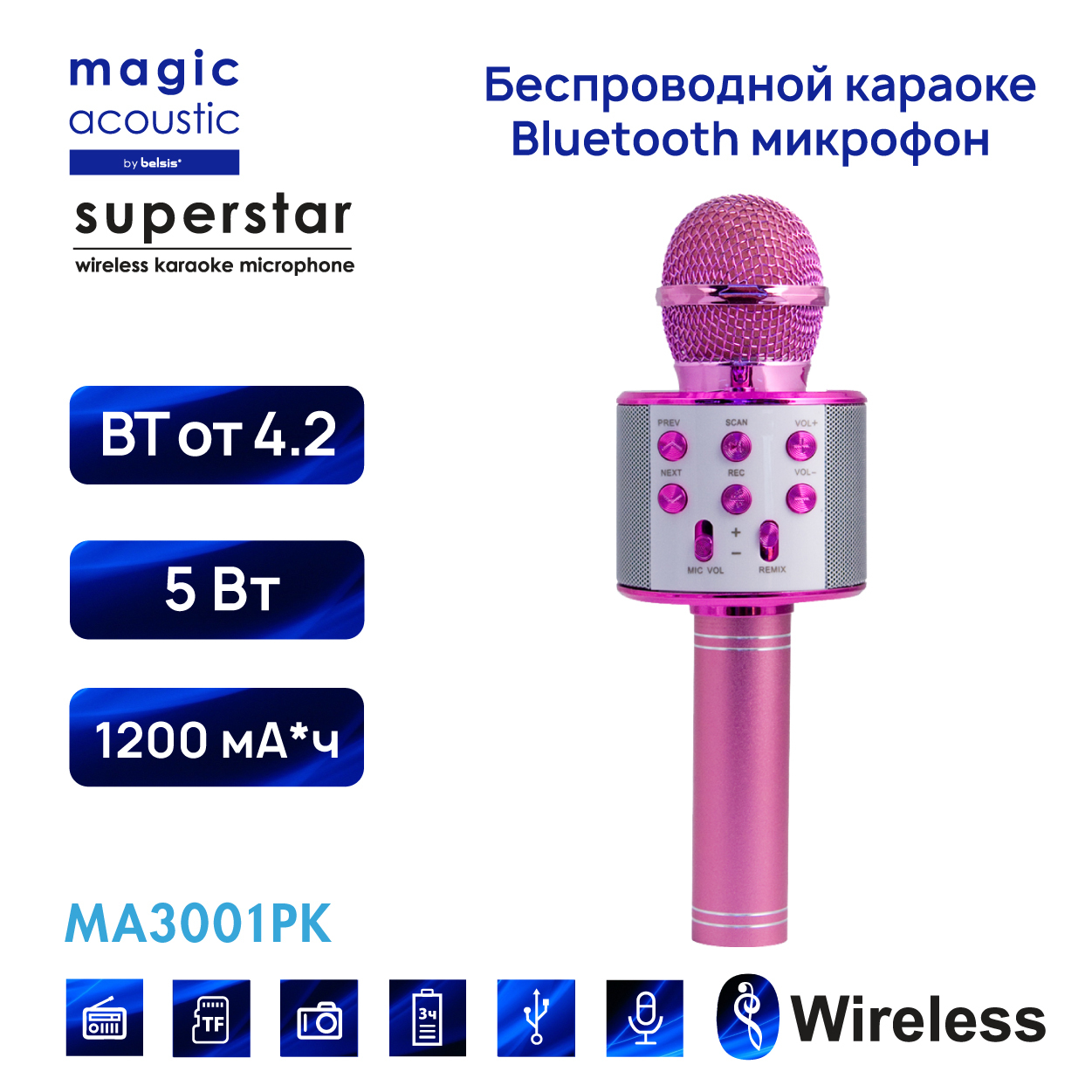 Микрофон для живого вокала Magic Acoustic Superstar - купить по выгодной  цене в интернет-магазине OZON (192673949)