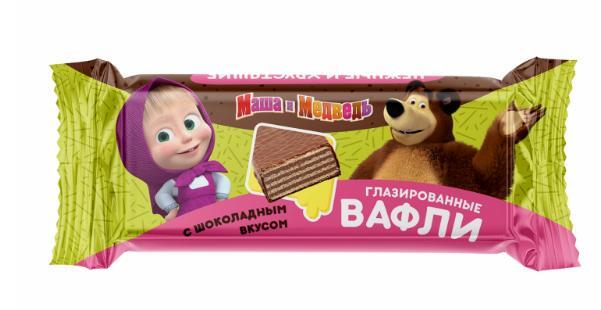 Конфеты вафельные глазированные "Маша и Медведь" с шоколадным вкусом, 2 ...