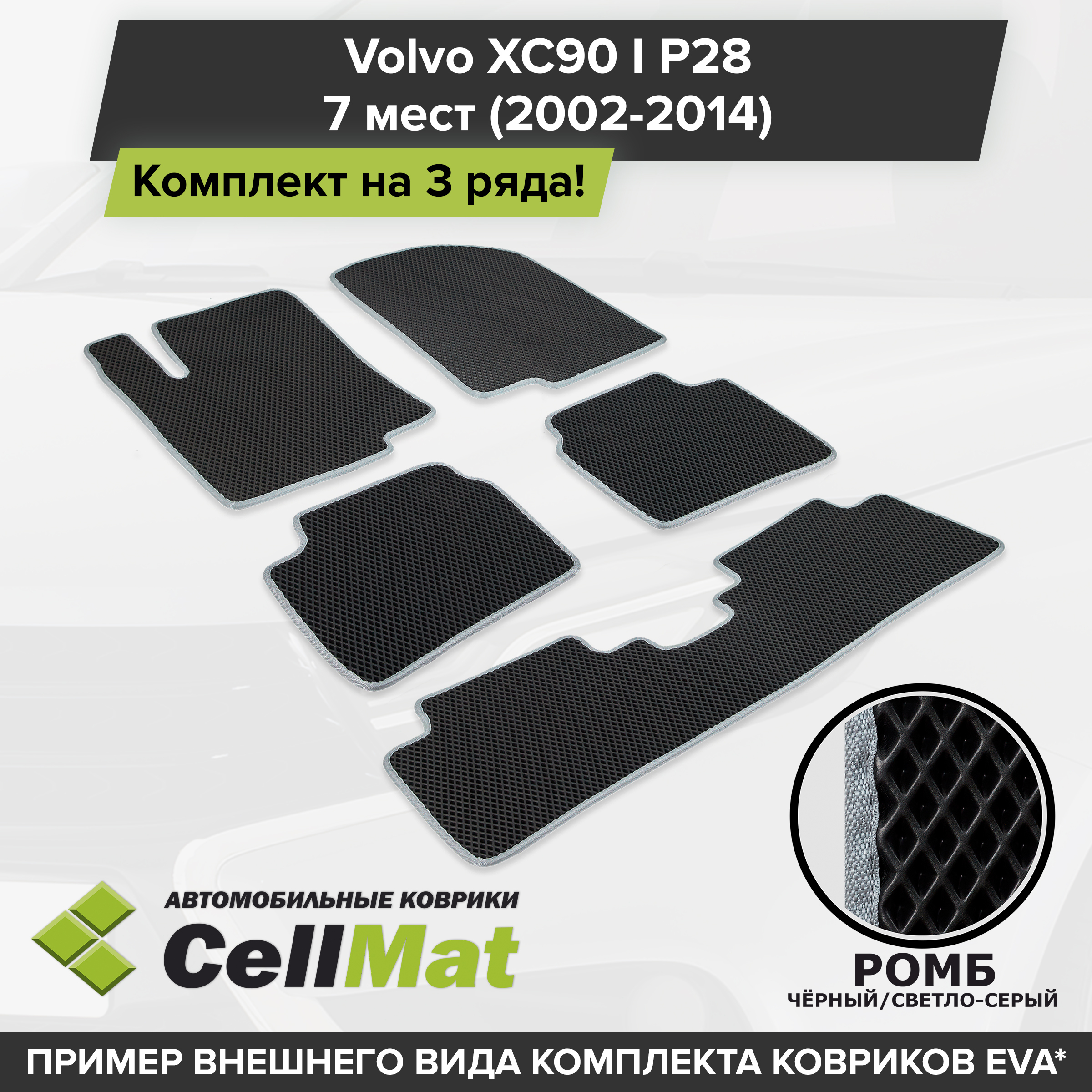 Коврики в салон автомобиля CellMat 3RR_VOLVOXC90IP287MEST_BLACK, цвет  черный, светло-серый - купить по выгодной цене в интернет-магазине OZON  (567751181)