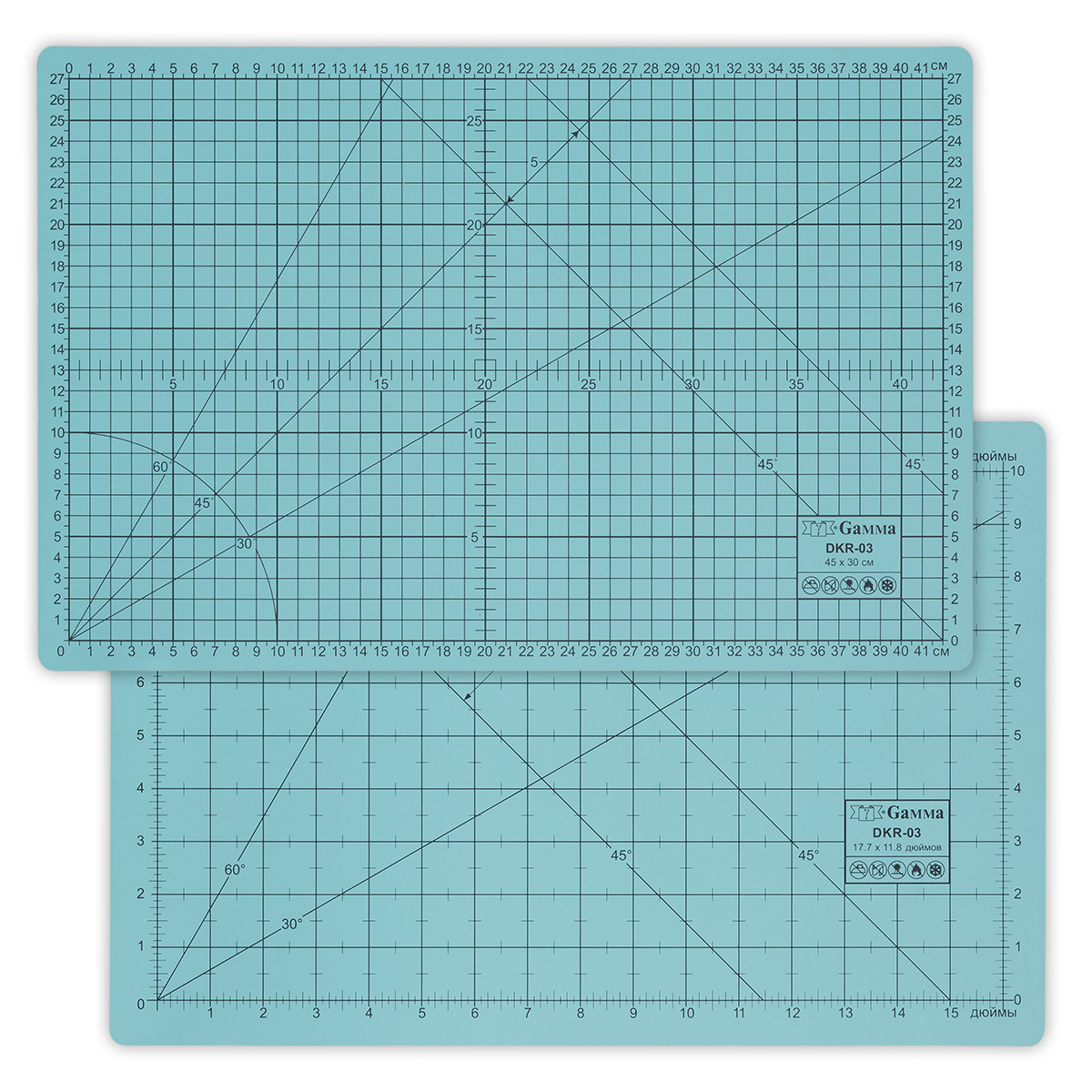 Мат для резки двусторонний "Gamma" DKR-03 ПВХ 45 см х 30 см в пакете формат А3