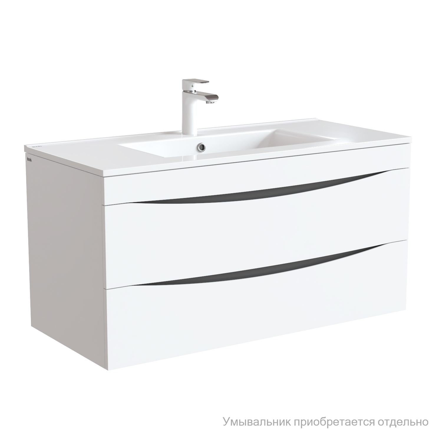 Фото товара на маркетплейсе ozon Тумба подвесная (без раковины), белая, 100 см, Cloud, IDDIS, CLO10W1i95. Подходит раковина: 0131000i28