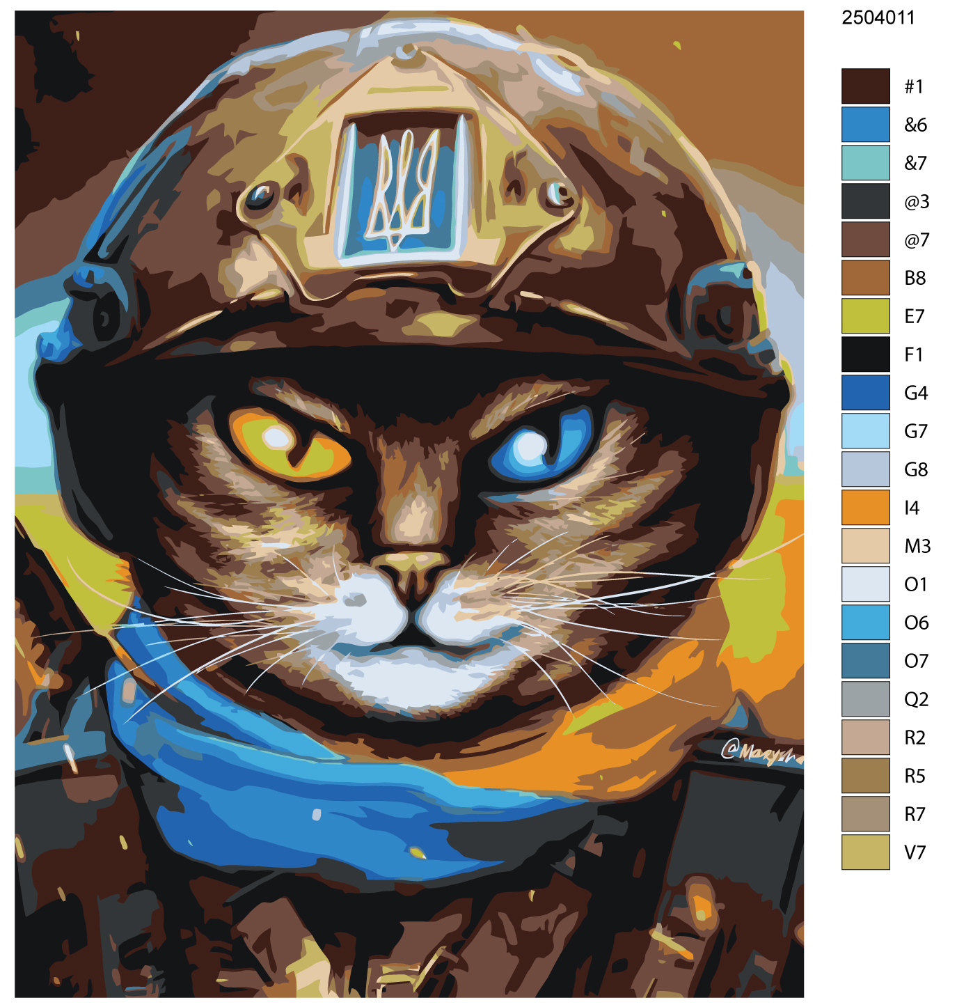 Кот в каске военной
