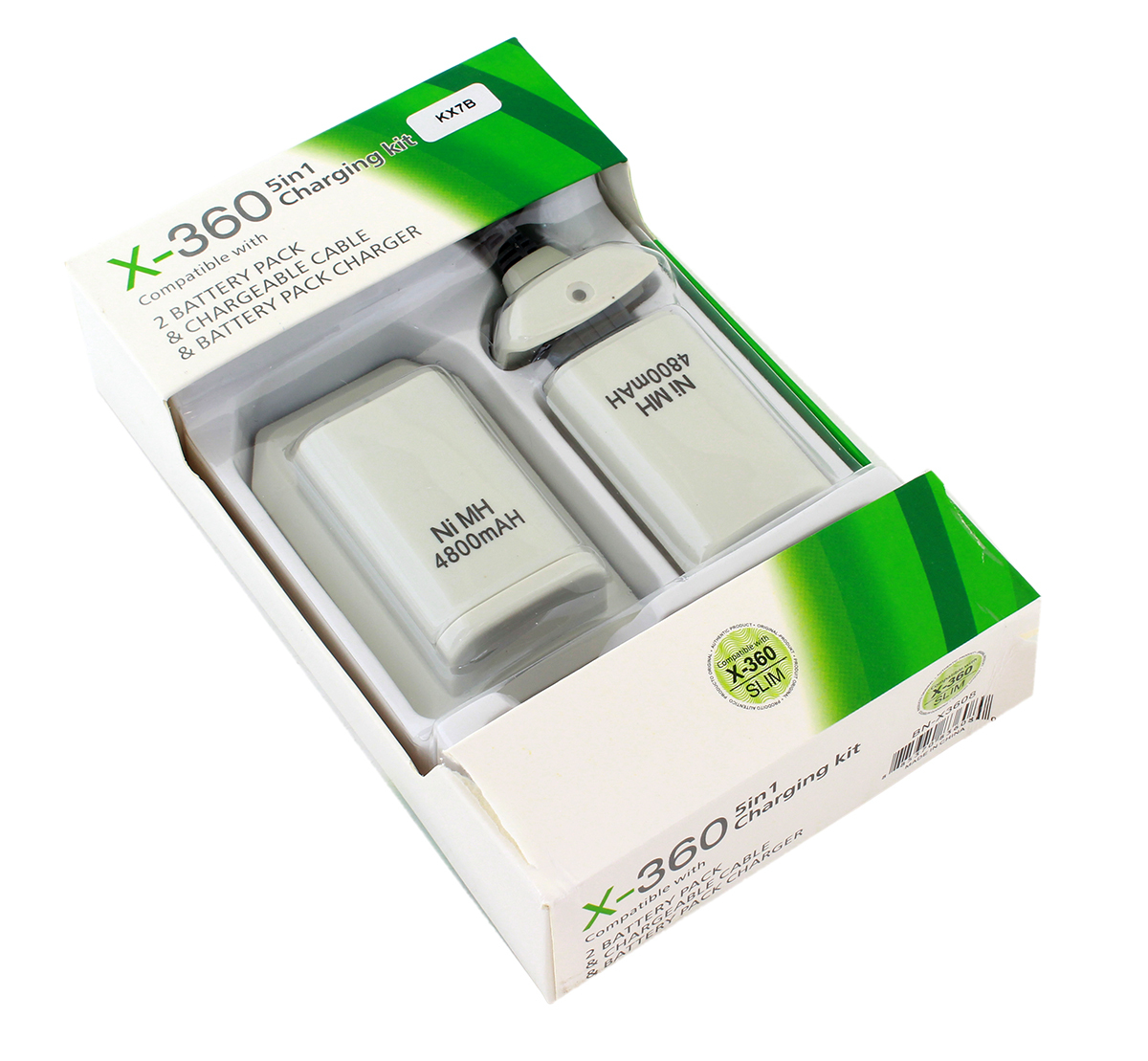 Аккумуляторы 4800 mAh для геймпада Xbox 360 2шт. + зарядная станция с USB кабелем белые