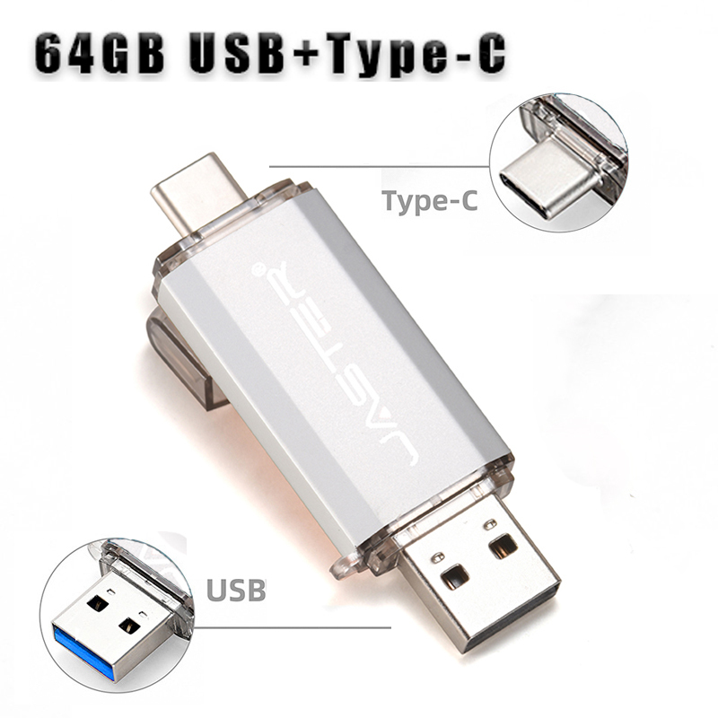 Флэш-накопитель2в1,64Гб(белый)/USB+Type-C/Флеш-карта64GB