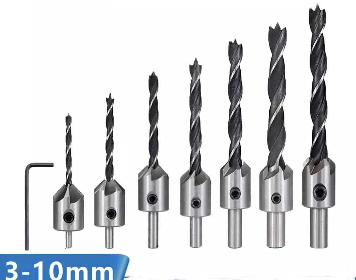 Наборсверлподереву8штук(3мм,4мм,5мм,6мм,7мм,8мм,10мм)/Сверлосзенкером