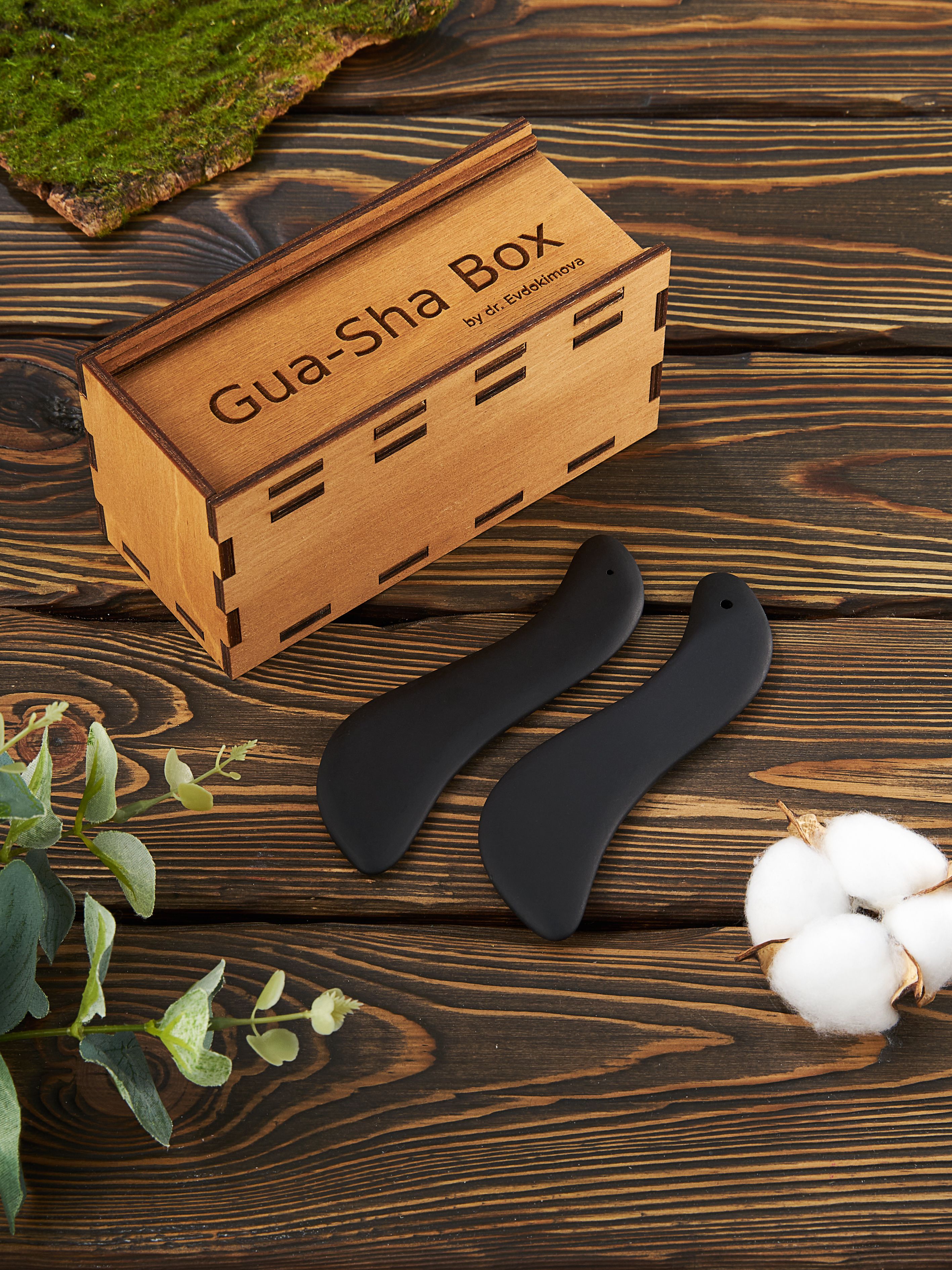 Gua Sha Box со скребками Гуаша из натурального вулканического камня