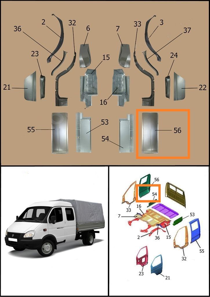 Жестянка газель схема