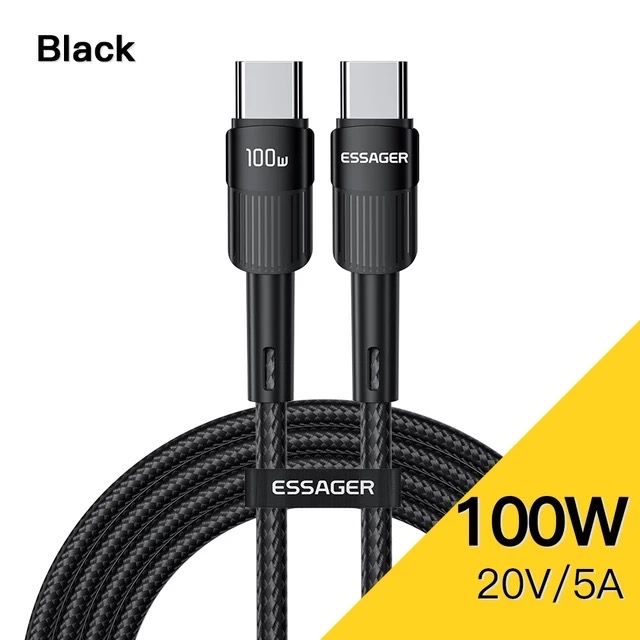 Essager Кабель питания USB Type-C/USB Type-C, 1 м, черный матовый