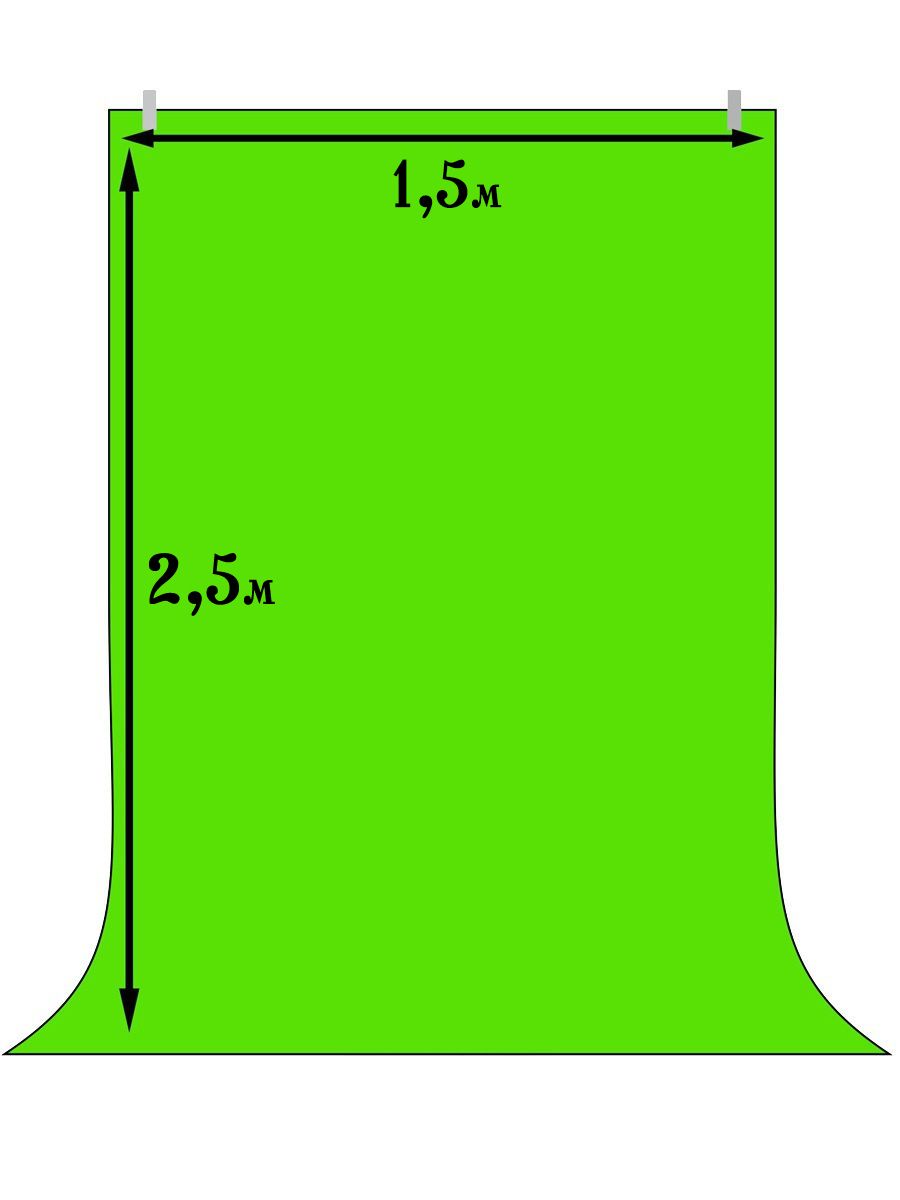 Хромакей 150 см x 250 см, зеленый