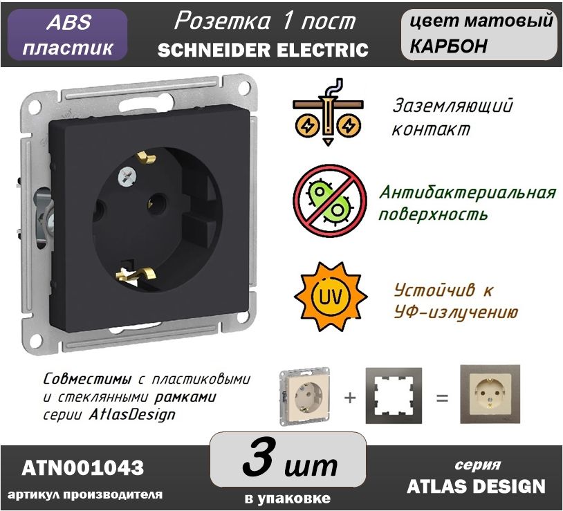 Schneider atn001043. Розетка ATLASDESIGN С заземлением 16а механизм карбон atn001043 systeme Electric. Внутренний блок Atlas Design с заземлением 16а карбон в сборе. Schneider Electric Exxact 2 щиток. Защитная крышка электродвигателя Sawafuji elec ex 40.