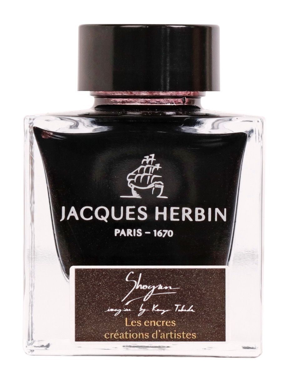 Чернила в банке Herbin Prestige, 50 мл, Shogun Черный с блестками