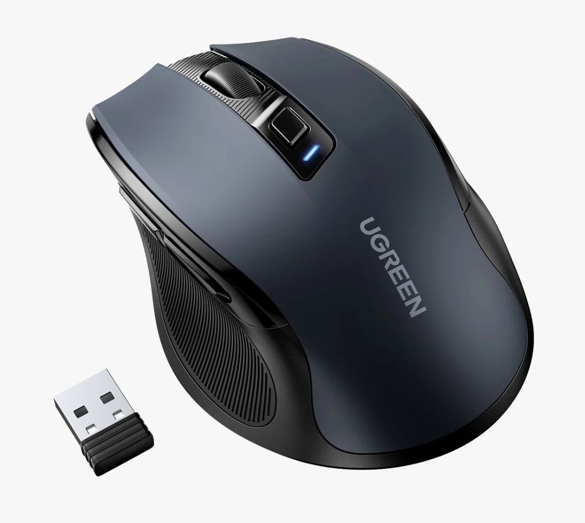 УцененныйтоварБеспроводнаякомпьютернаямышьUGREENMU006ErgonomicWirelessMouseUSB2.4черный