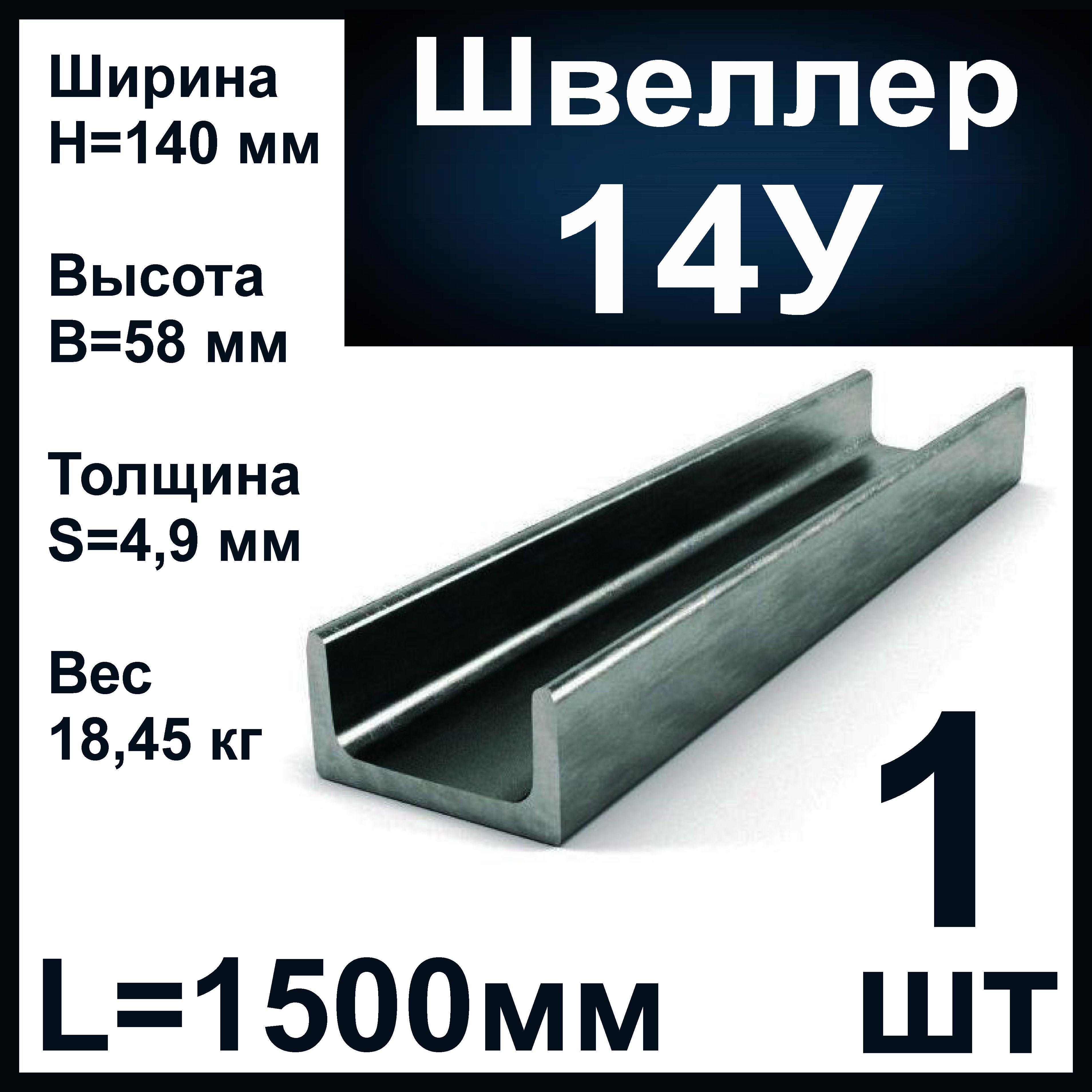 Швеллер14Устальной,металл.Длина1500мм