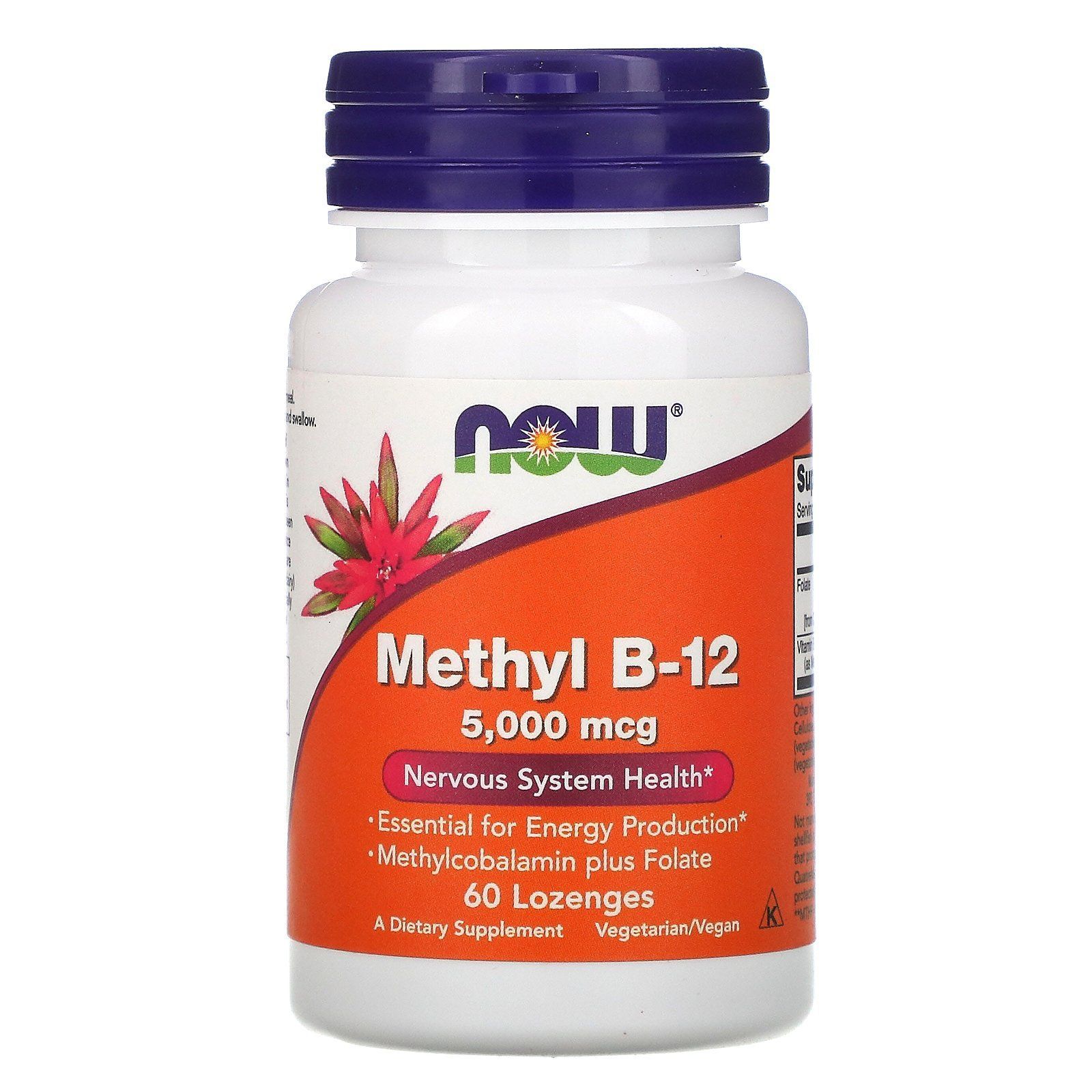 Метил Б-12 (Витамин В12) Нау Фудс 5000 мкг, 60 пастилок / Methyl B-12 Now Foods 5000 mcg 60 lozenges