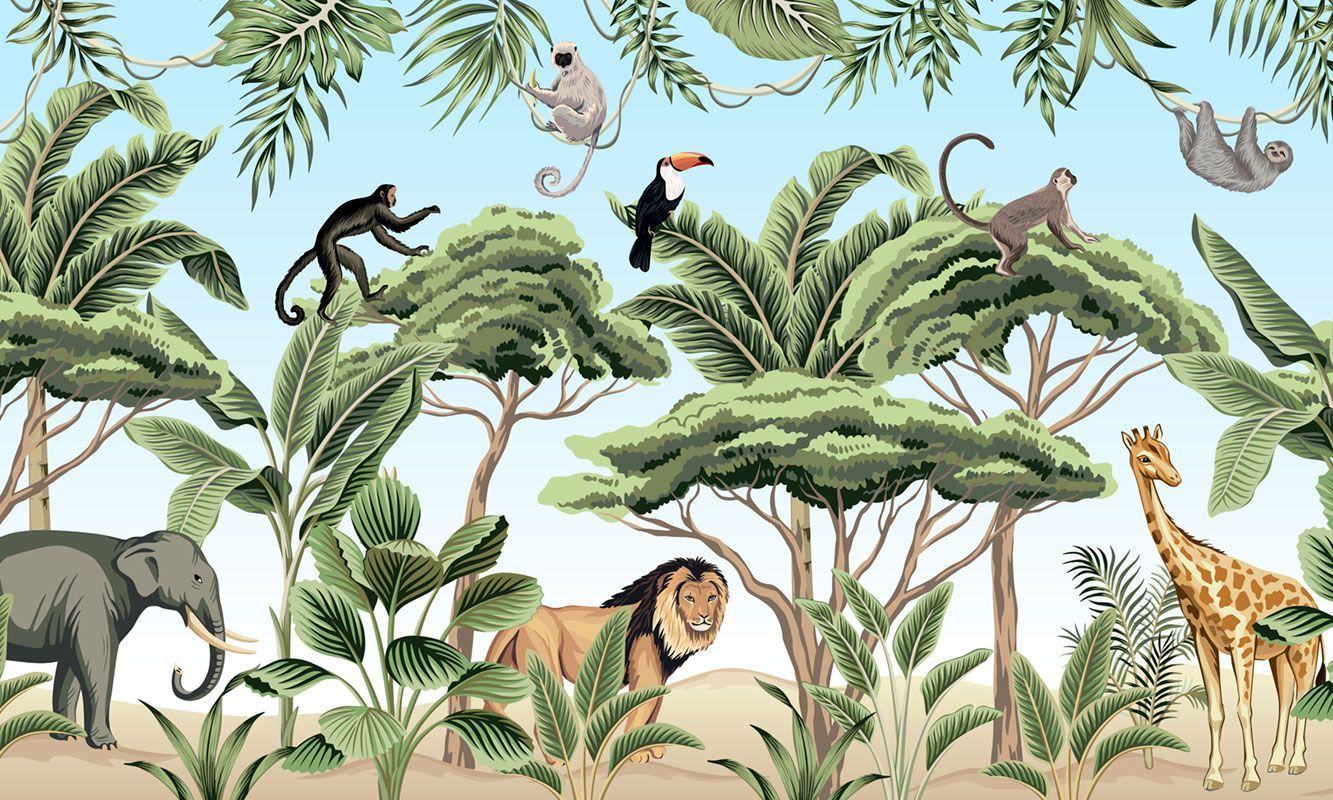 Картинка джунгли детская высота 220,ширина 115