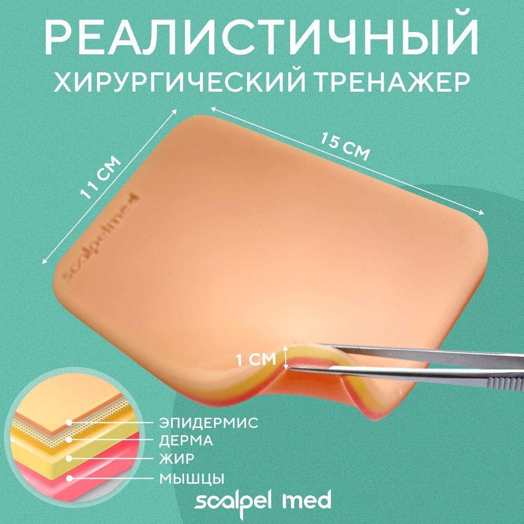 Хирургический тренажер для наложения швов Scalpel Med Мармелад 4 слоя, имитация кожи, модель для обучения студентов медиков