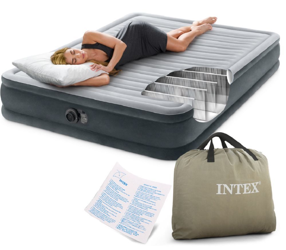 Intex comfort plush. Intex 67768. Intex 67770. Надувная кровать двуспальная с встроенным насосом. 137х191х33см "Comfort-Plush".