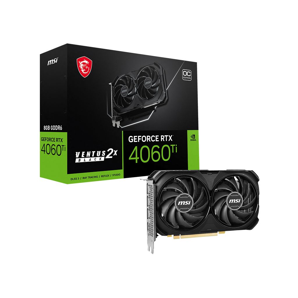 MSI Видеокарта GeForce RTX 4060 Ti VENTUS 2X 8 ГБ (RTX 4060 TI VENTUS 2X BLACK 8G OC)