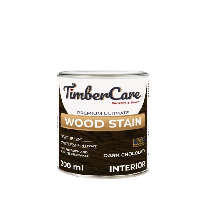 Масло для дерева и мебели TimberCare Wood Stain, быстросохнущие масла для дерева, пропитка для дерева для внутренних работ, тонирующая морилка для дерева, Цвет: Темный шоколад / Dark Chocolate, 0,2 л. 350089