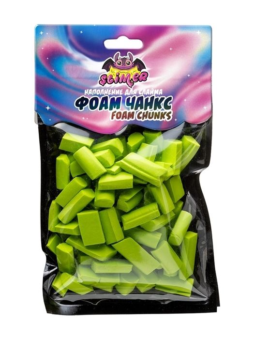 Наполнение для слайма ФОАМ ЧАНКС,ярко-зеленый Slimer, 4 штуки