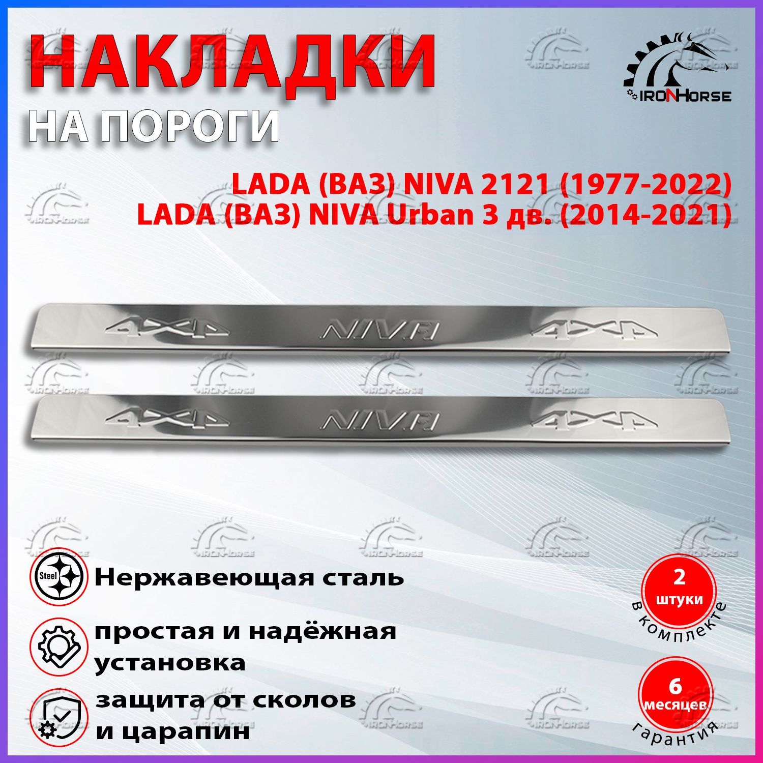 НакладкинапорогиЛада(ВАЗ)4х4Нива(2121)3дв.(1977-2022),Урбан3дв.(2014-2021)надписьNIVA