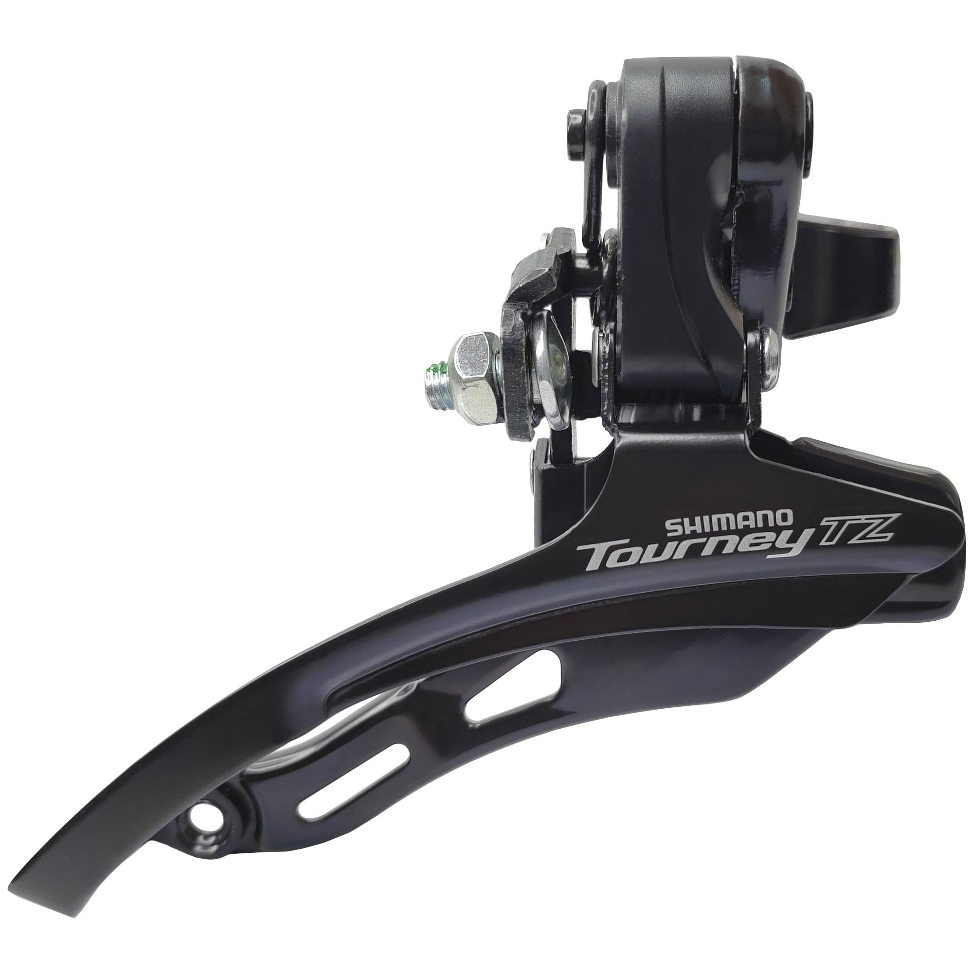 Shimano Переключатель скоростей для велосипеда передний FD-TZ500, верхняя тяга, хомут 31.8 мм, макс звезда 42Т, черный — Товары для велоспорта