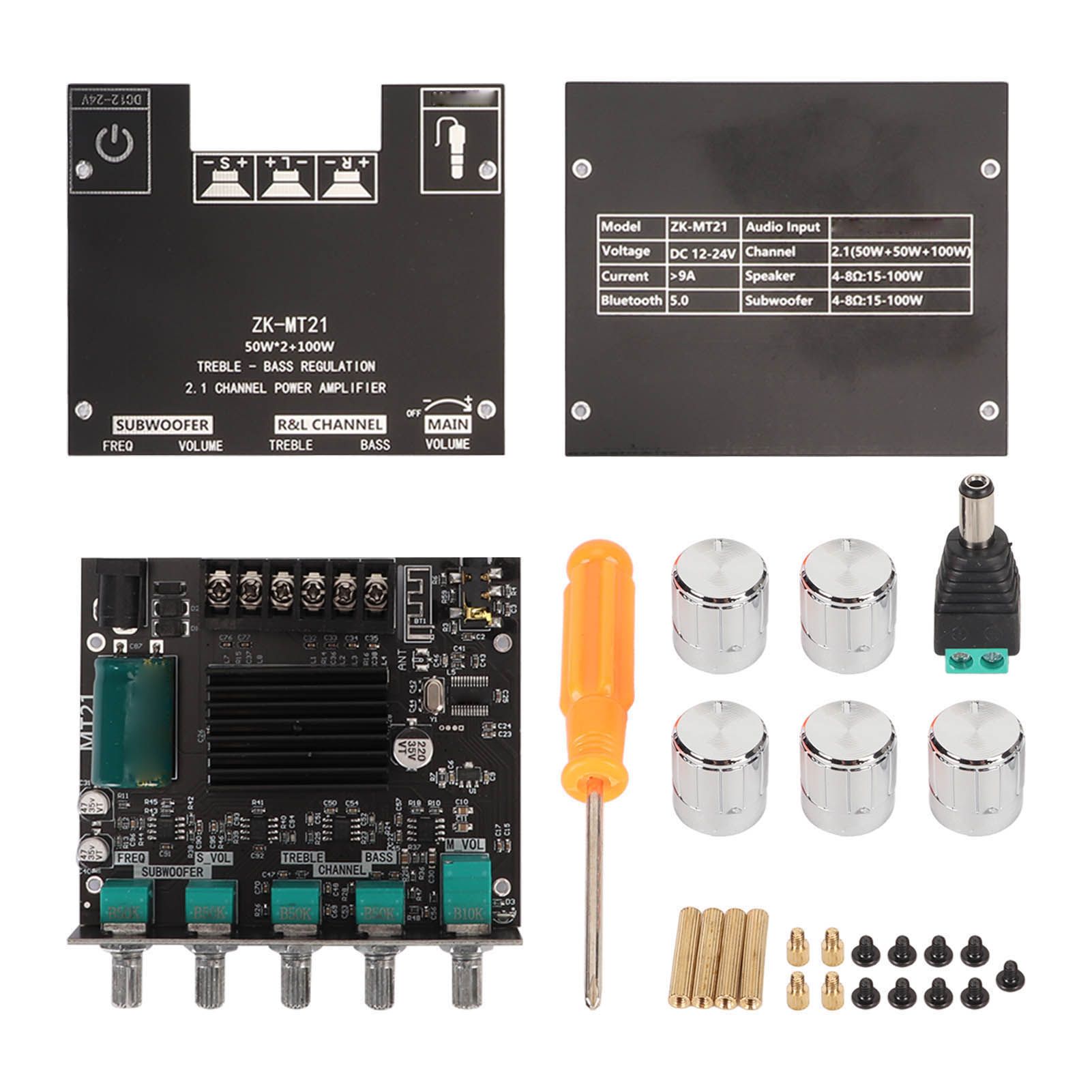 ZK-MT21S 2.1 Channel Bluetooth 5.1 Subwoofer Amplifier Board Module 50WX2+100W P